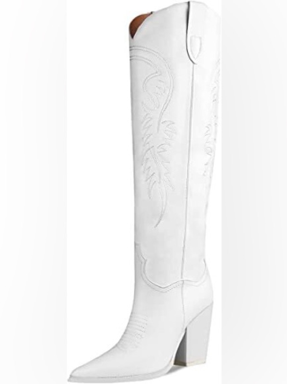 ISNOM Nordstrom White‎ Over-the-Knee Western Block Heel Cowgirl Boot Size 9